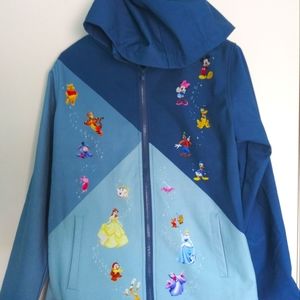 Disney Softshell Jacket Winnie Mickey Cinderella Snow White Mermaid Medium Blue